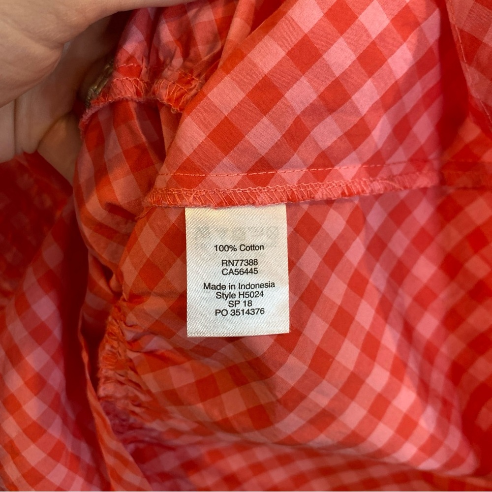 J. Crew Women's Top Pink-Red Gingham Double Back Tie Sleeveless Blouse Size Xl - Picture 4 of 6